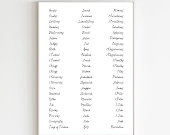 Libros del cartel imprimible de la Biblia, impresión digital de decoración del hogar cristiano, cartel imprimible de la Biblia, arte bíblico minimalista, cartel minimalista