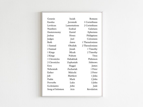 Books of the Bible Printable Poster Digital Download of the - Etsy