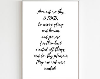 Apocalipsis 4:11 Cartel imprimible, Impresión digital de Apocalipsis, Cartel de Apocalipsis, Decoración del hogar de las Escrituras