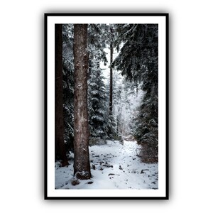 Winterlandschaft Skandinavischer Wald, Nordisches Panorama, Einsames Haus Gefrorener See Abstraktes Triptychon, Winter Geschenkidee, Neutrale Wandkunst