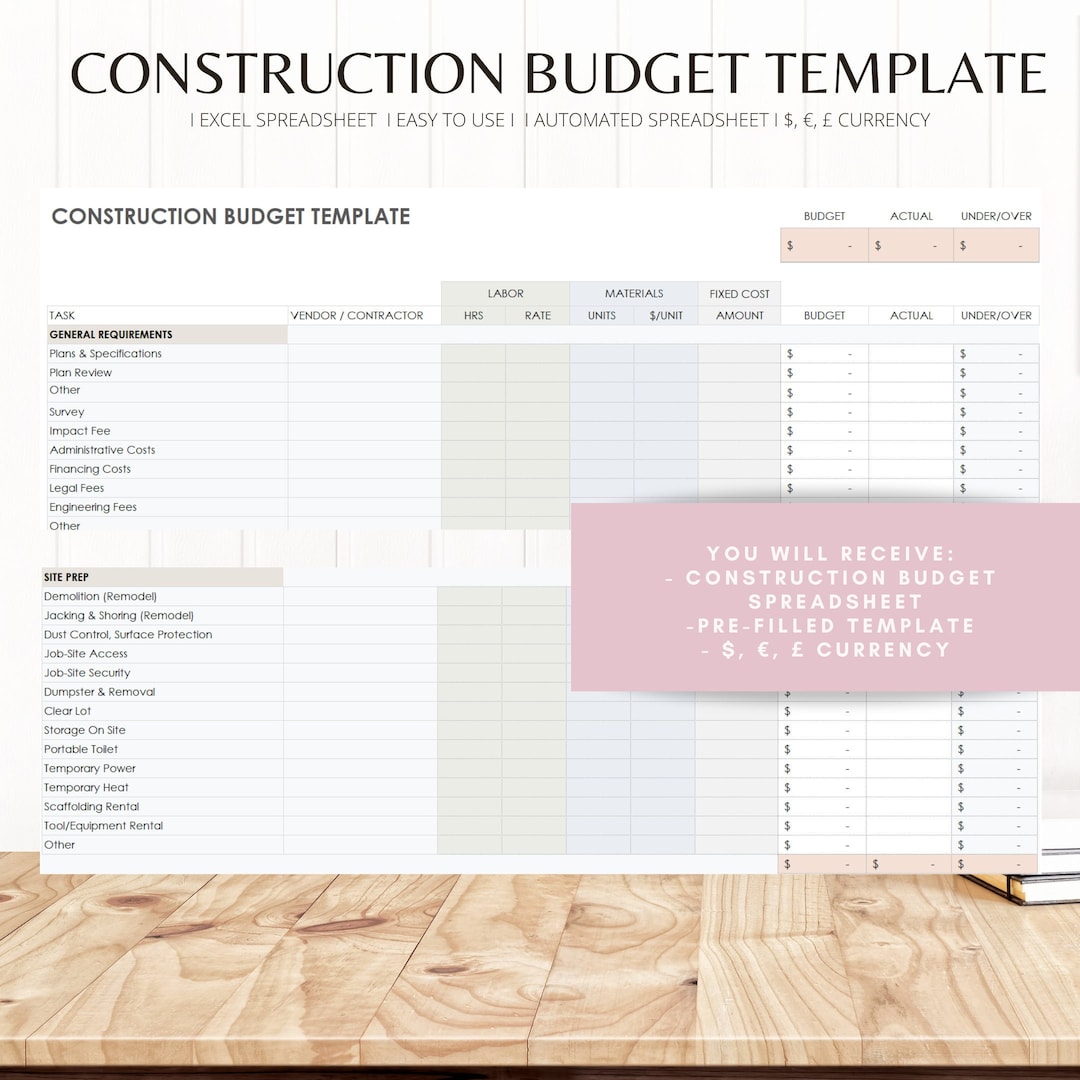 Simple Home Renovation Budget Excel Template, Basic Construction Budget Simple Home Renovation Budget Excel Template, Basic Construction Budget