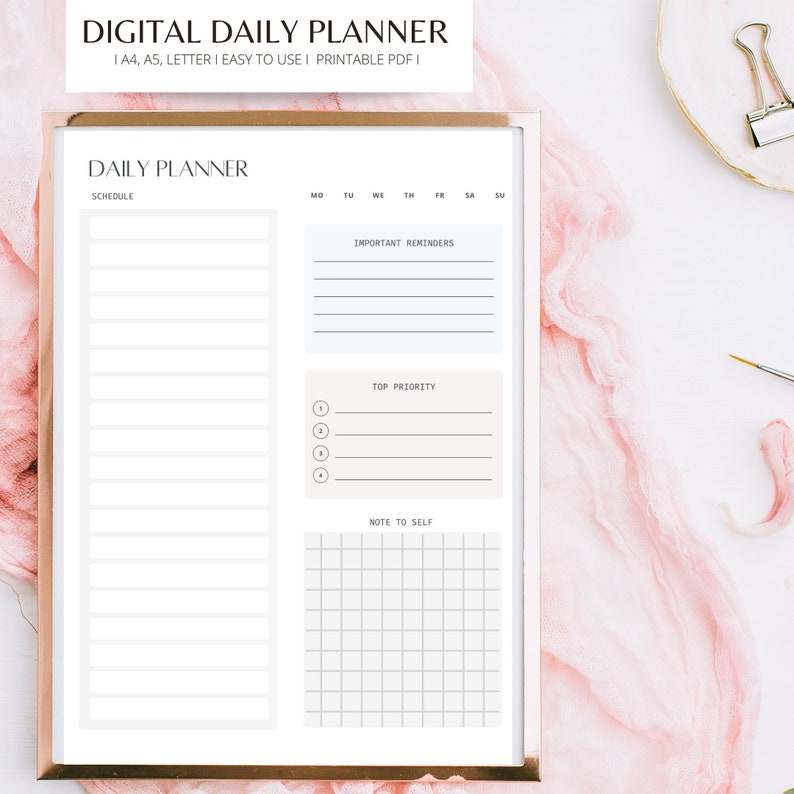 Printable Daily Planner, Digital Daily Schedule, Printable to Do List ...