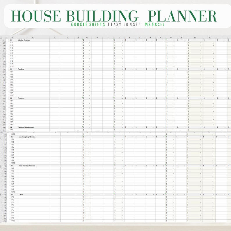 House Building Planner Construction Budget Template - Etsy