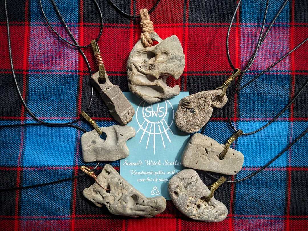 Lucky Scottish Hag Stone Necklace | Scotland, Celtic, Druid, Pagan, Witch | Protection Charm | Amulet | Handmade Jewelry | Folklore | Legend