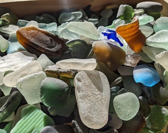 Genuine Raw Scottish Seaglass | Mixed Size Frosted | Sea Glass Crafts | Jewellery | Bulk Lot Supply Mixed | Blue Green White Brown Seafoam