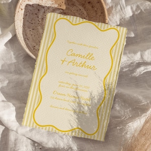 Modern Butter Yellow Wedding Invitation, Minimalist Elegant Wedding Invite, Spring Summer Wedding Stationery, Pastel Wedding Invitation|JUNE