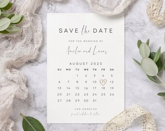 Calendar Save The Date Template, Minimalist Save The Date, Save Our Date Card, Editable Template, Save The Date, Instant Download | CLARA