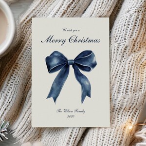 Modèle de carte de vœux imprimable, carte de Noël minimaliste, modèle de carte de Noël simple, carte Joyeuses Fêtes, cartede Noël | BLUE