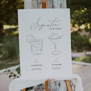 Custom Signature Drinks Sign, Signature Cocktail Sign, Wedding Bar Menu Sign, His and Hers Bar Sign, Bride & Groom Cocktail Menu | MAYA