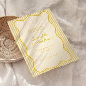 Modern Butter Yellow Save the Date, Butter Yellow Wedding Save the Date, Printable Digital Save the Date, Minimalist Elegant Wedding | JUNE
