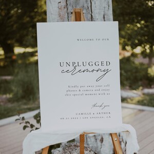 Unplugged Wedding Sign Template, Minimalist Unplugged Ceremony Sign Printable Unplugged Signs, Modern Unplugged Wedding Sign | ALMA