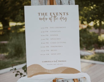 Wedding Timeline Sign Order Of Events Sign Template, Boho Desert Editable, Welcome Sign Template DIY Printable, Boho Wedding Timeline | DEA