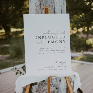 Unplugged Wedding Sign Template, Minimalist Unplugged Ceremony Sign Printable Unplugged Signs, Modern Unplugged Wedding Sign | ALMA