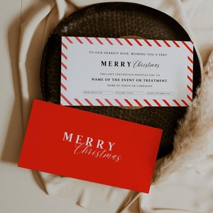 Christmas Gift Certificate Template, Gift Certificate, Editable Gift Voucher, Printable Gift Card, Coupon, DIY Gift Certificate | LISO