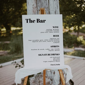 Elegant Wedding Bar Menu Template, Trendy Bar Menu Sign, Let&#39;s Drink Sign, Printable Bar Menu, Wedding Drink Menu Poster Sign | VERO