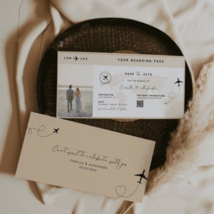 Carte d'embarquement Enregistrez le modèle de date, Mariage à destination Enregistrez les dates, Modèle de carte d'embarquement | PARIS