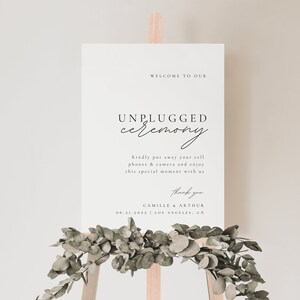 Unplugged Wedding Sign Template, Minimalist Unplugged Ceremony Sign Printable Unplugged Signs, Modern Unplugged Wedding Sign | ALMA