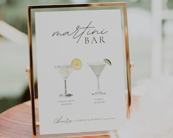 Letrero para bar de martinis, letrero para bebida de autor, letrero para bar de bodas, letrero para despedida de soltera, plantilla editable