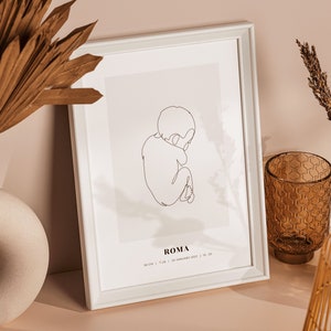 Birth Poster Template, Newborn Illustration in scale, Birth Gift, Birth Poster, Christmas Gift, Nursery decor, Baby poster Scale | ENZO