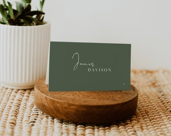 Sage green wedding place card, Minimalist Place Card, Wedding template, Sage green place card, bohemian wedding, Minimalist Wedding, GREM