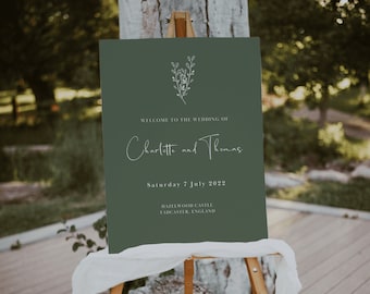 Cartello di benvenuto verde salvia, cartello di benvenuto per matrimonio, cartello di benvenuto personalizzato, matrimonio boho, matrimonio minimalista |GREM