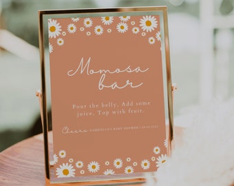 Daisy Momosa Bar Sign Template, Baby Shower Sign, Signature Drink Sign, Wedding Shower Sign, Mimosa Bar Wedding Sign Template | ANA
