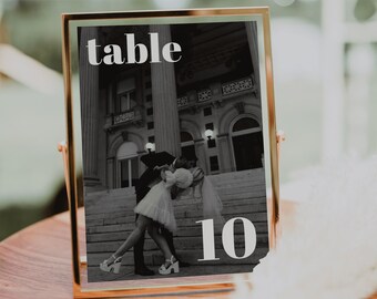 Elegant and Trendy Wedding Table Number, Table Number With Photo, Minimalist Table Number Card Template, Elegant Wedding Table Number | VERO