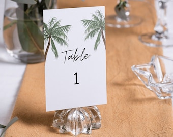 Destination Wedding Table Numbers Template, Tropical Table Numbers Printable, Palm Tree Wedding Table Numbers, Destination Wedding | PALM