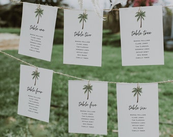 Destination Wedding Seating Chart Sign Template, Tropical Wedding Seating Plan Chart, Palm tree Seating Chart Printable, Beach Wedding |PALM