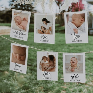 Collage de photos premier anniversaire minimaliste, bannière de photo de 12 mois, cadre de première année de bébé, modèle personnalisé |ALMA