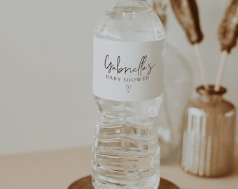Wasserflaschenetiketten für Babypartys, druckbare Wasserflaschenetiketten, minimalistische Wasserflaschenetiketten | LÉA