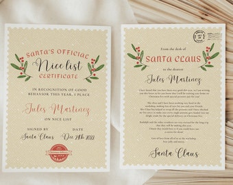 Instant Download Editable Santa Letter and Nice List Certificate ...