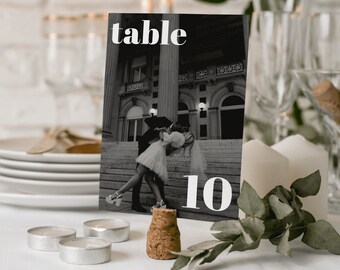 Elegant and Trendy Wedding Table Number, Table Number With Photo, Minimalist Table Number Card Template, Elegant Wedding Table Number | VERO