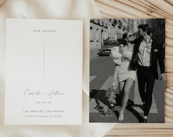 Modern Minimal Save the Date Template, Save The Date With Photo, Editable Save The Date Template, Save The Date, Instant Download | MEL