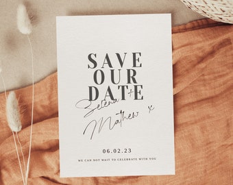 Modern Minimal Save the Date Template, Save The Date With Photo, Editable Save The Date Template, Save The Date, Instant Download | AIDA