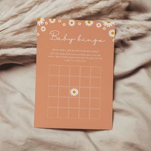 Bingo Marguerite Pour Baby Shower, Template Bingo Baby Shower, Carte Bingo Pour Baby Shower,  Bingo Minimaliste Pour Baby Shower | ANA