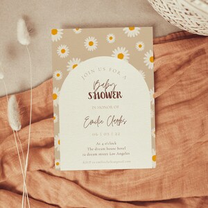 Invito per baby shower retrò, baby shower, download istantaneo, personalizzabile, bambino, carta, stampabile, neonato, margherita