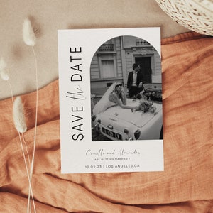 Moderne minimal save the date, save the date avec photo, save the date modifiable, save the date téléchargement numérique | CLARA