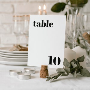Numéro de table de mariage élégant et tendance, numéro de table noir, modèle de carte de numéro de table minimaliste | VÉRO