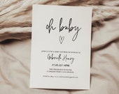 Invitation Baby Shower minimaliste, Invitation Fête prénatale, Téléchargement instantané, Personnalisable, Bébé, Carte, Nouveau née | LEA