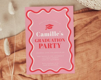 Graduation Party Invitation Template, Retro Printable Graduation Party Invitation, Editable Graduation Party Invitation Download | NOA