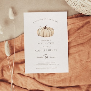 Little Pumpkin Baby Shower Invitation Template, Fall Baby Shower invitation, Fall Baby shower, Autumn Baby Shower, Pumpkin baby shower | PIA
