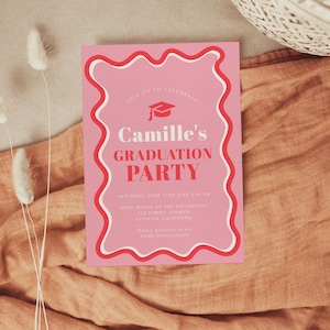 Graduation Party Invitation Template, Retro Printable Graduation Party Invitation, Editable Graduation Party Invitation Download | NOA
