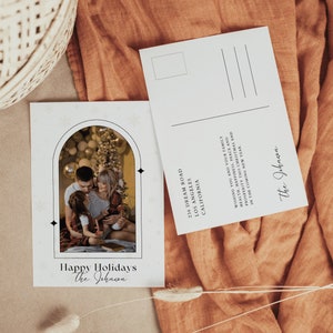 Holiday Card Template, Photo Holiday Christmas Card, Minimalist Photo Holiday, Modern Christmas Card, Christmas Photo Card | SAM