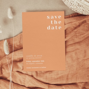 Colorful Wedding Save the Date, Coral Pink and Peach Orange Save The Date, Colorful Wedding Template, Modern Invitation Template | POPPY