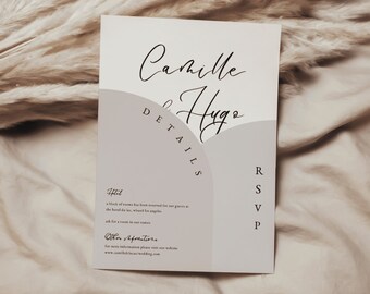 Conjunto de invitaciones de boda con arco, conjunto de invitaciones de boda boho, papelería de boda con arco bohemio, invitación de boda boho, bricolaje | KAI