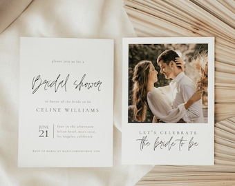 Bridal Shower Invitation Template, Minimalist Bridal Shower Invitation, Editable Wedding Shower Invitation, Instant Download | ALMA
