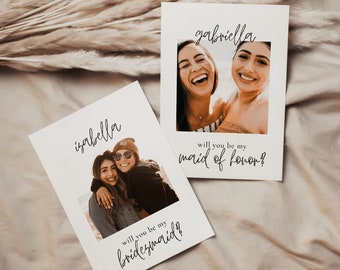 Will You Be My Bridesmaid, Photo Bridesmaid Proposal, Bridesmaid Photo Card, Minimalist Wedding, Boho Bridesmaid Proposal | ALMA