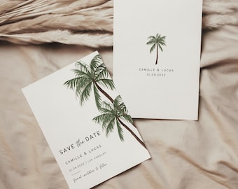 Save The Date Destination Wedding, Palm Tree Save the Date Template, Beach Wedding Save the Date Card Printable, Tropical Save the Date|PALM