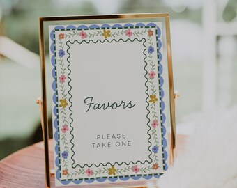 Baby Shower Favors Sign – Floral Party Sign for Favors Table, Baby Shower Decoration, Cute Baby Shower Party Sign, Favor Table Poster | GAIA